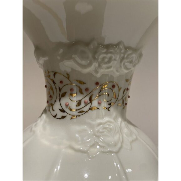 Vintage LENOX Rose Brocade Flared Vase Jeweled Collection 8 3/4" Textured USA - Picture 5 of 9